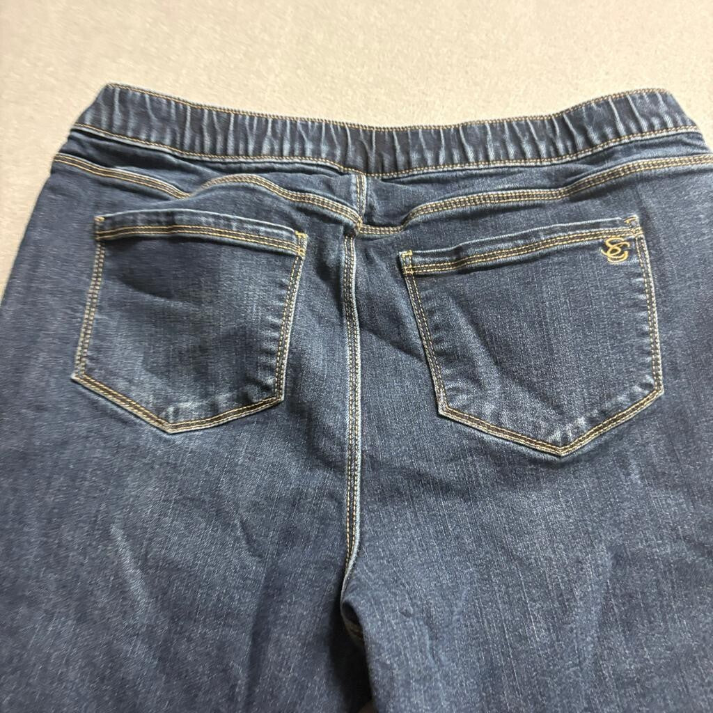 Susan Graver Jeans Womens 6 Blue Denim Pull On Sailor Button Crop Capri Pants