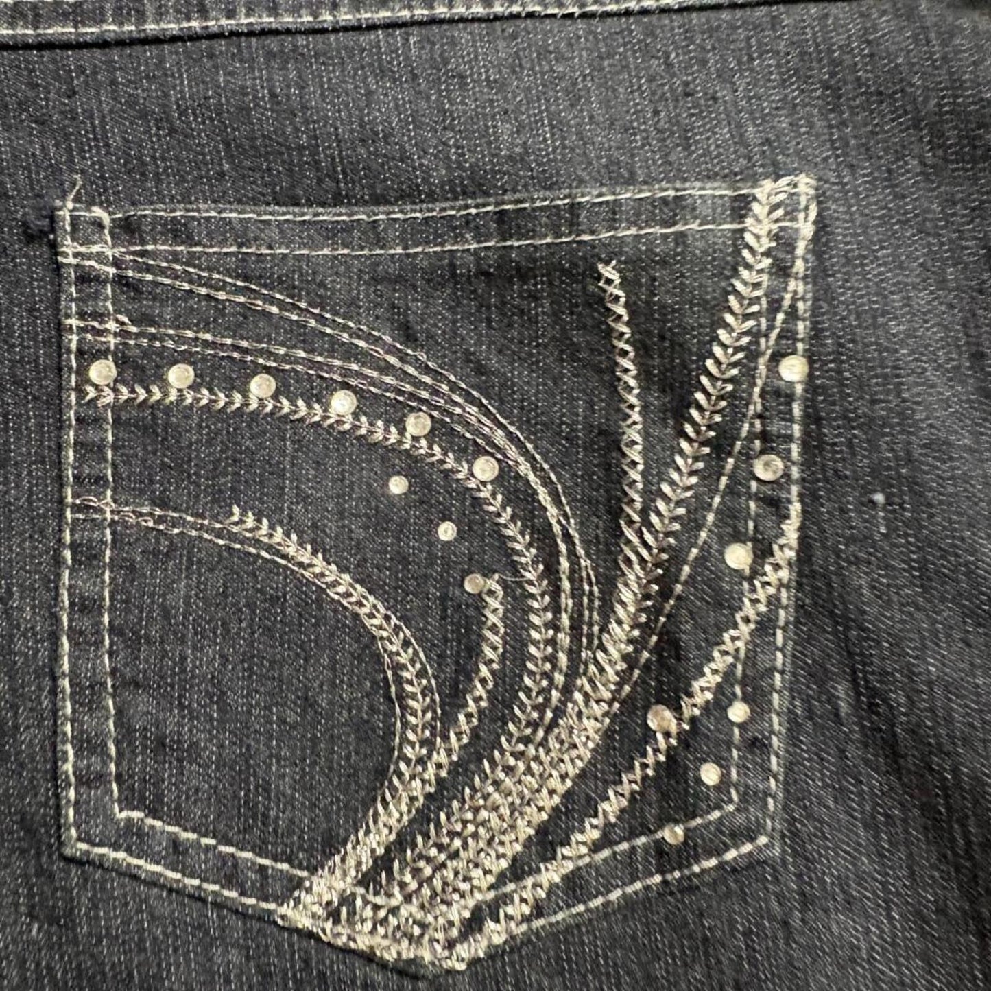 Hydrant Denim Jeans Womens 14 Dark Wash Embroidered Rhinestone Pockets Stretch