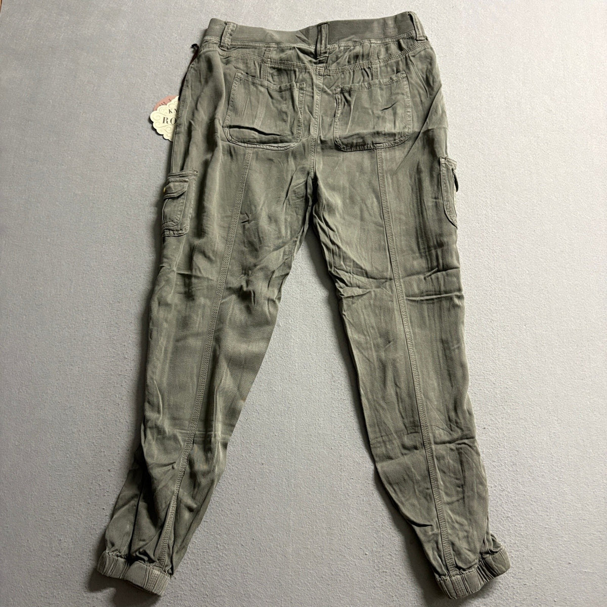Knox Rose Cargo Jogger Pants Womens Medium Olive Green Rayon Elastic Waist NWT