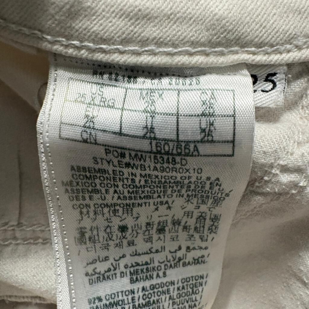 Guess Skinny Moto Jeans Womens 25 Beige Off White Ankle Zip Multi Pocket Low