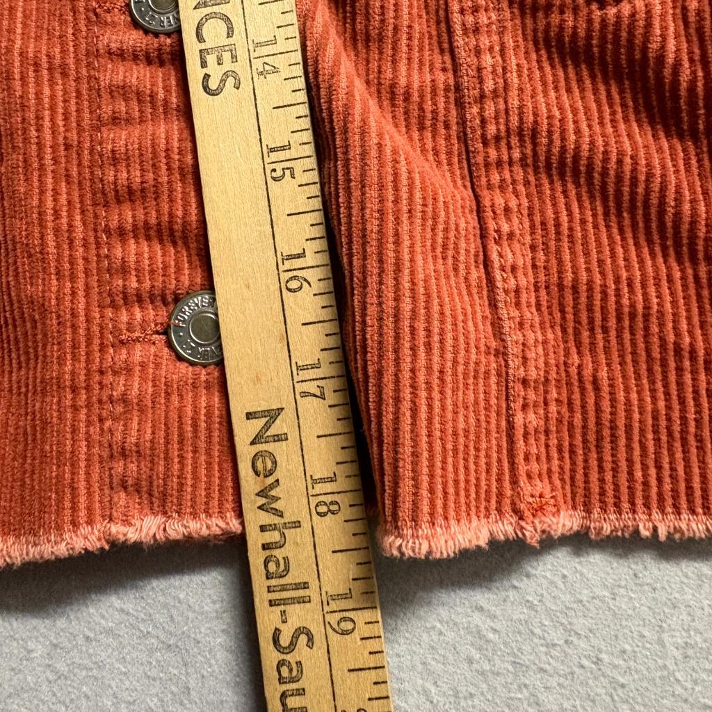 Forever 21 Corduroy Cropped Jacket Womens Medium Rust Orange Raw Hem Button Up