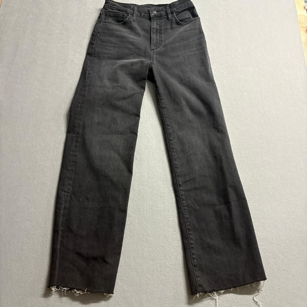 Joe's Jeans Womens 27 Wide Leg Full Length Joy Ride Black Raw Hem Denim