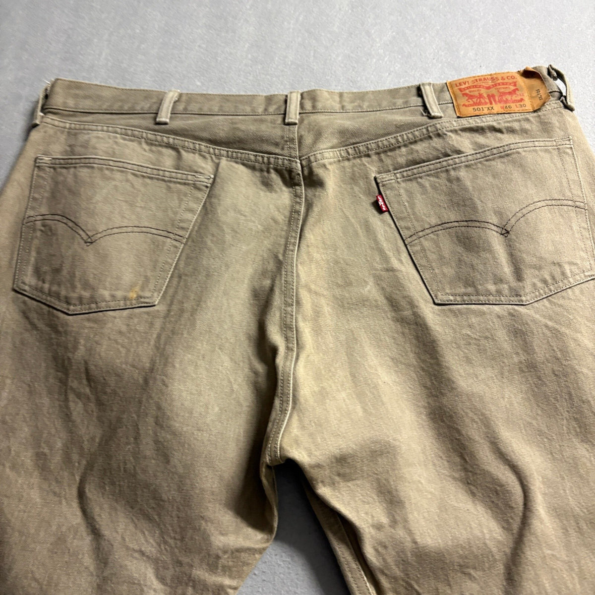 Levis 501 Button Fly Jeans Mens 46x30 Brown Denim Straight Leg Pants Mexico
