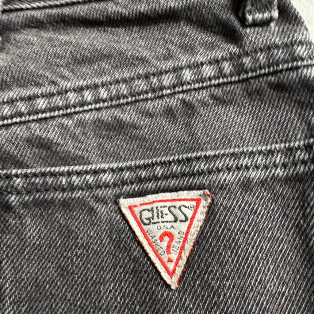 Vintage Guess Georges Marciano Jeans Womens 24 Black Denim High Rise Raw Hem USA