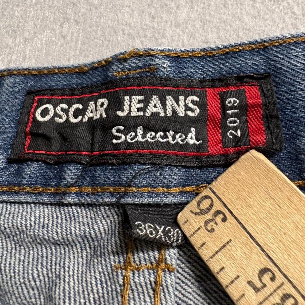 Oscar Jeans Selected Mens 36x30 Blue Denim Straight Leg 100% Cotton Jeans