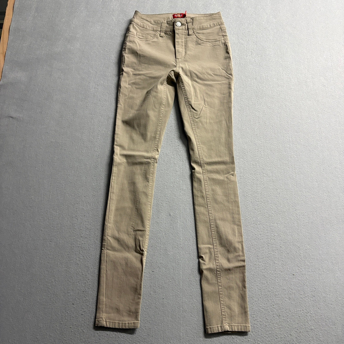 Dickies Girl Womens Skinny Pants Size 0/24 Khaki Beige Stretch Chino GM146