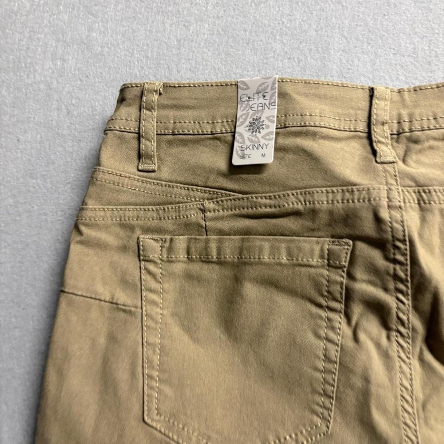 Elite Jeans Womens Skinny Pants Size M Khaki Brown Active Stretch Cotton Blend