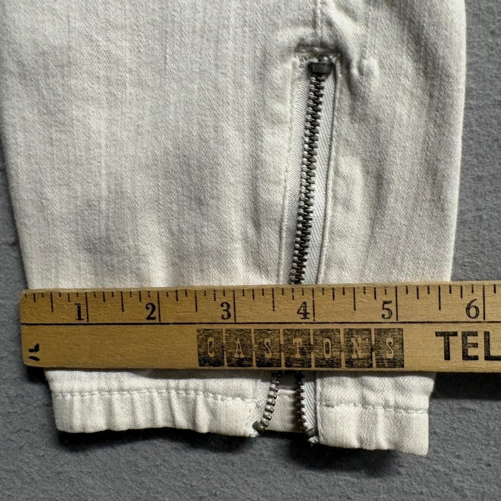 Guess Skinny Moto Jeans Womens 25 Beige Off White Ankle Zip Multi Pocket Low