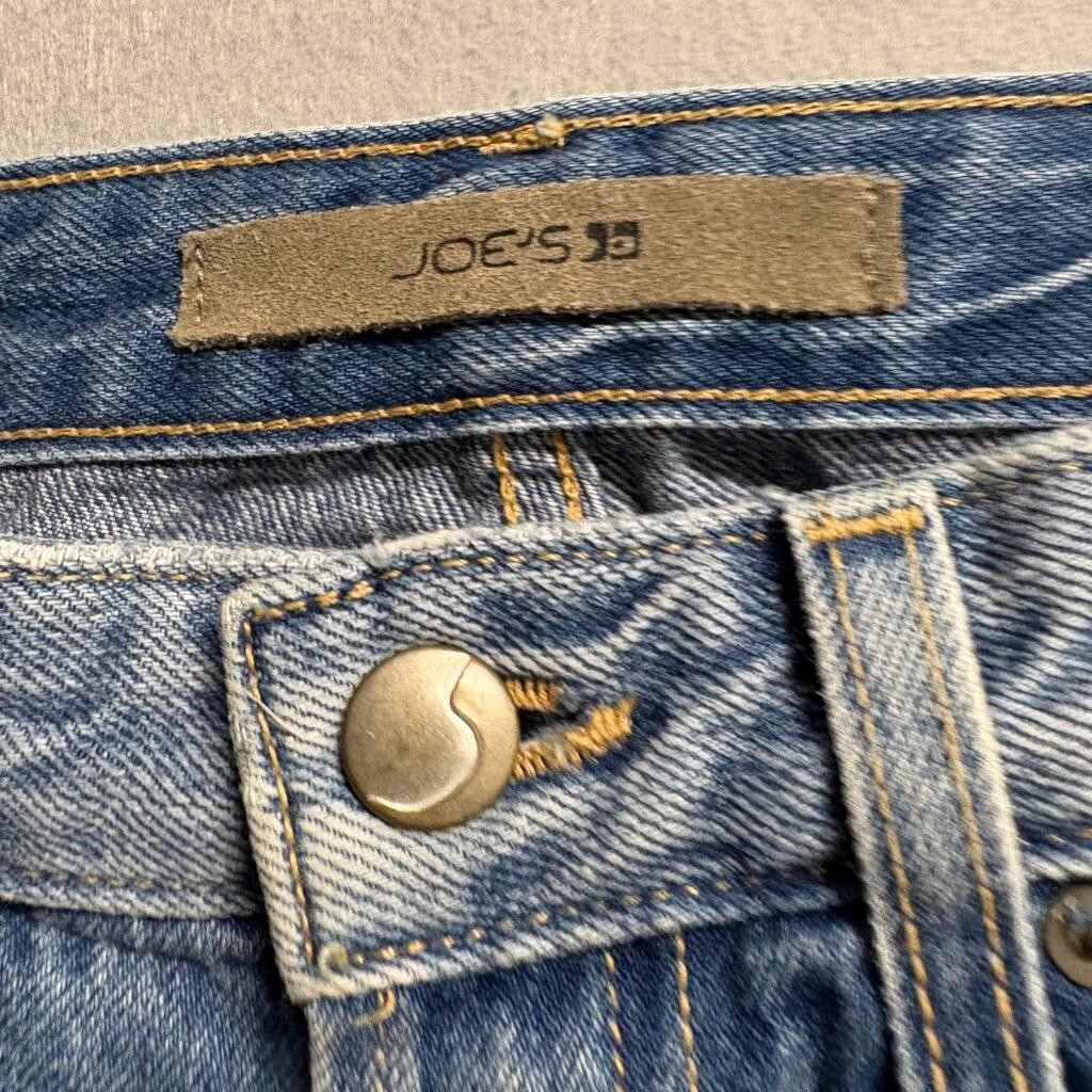 Joe's Jeans The Smith High Rise Straight Ankle Rhinestone Distressed Blue 23
