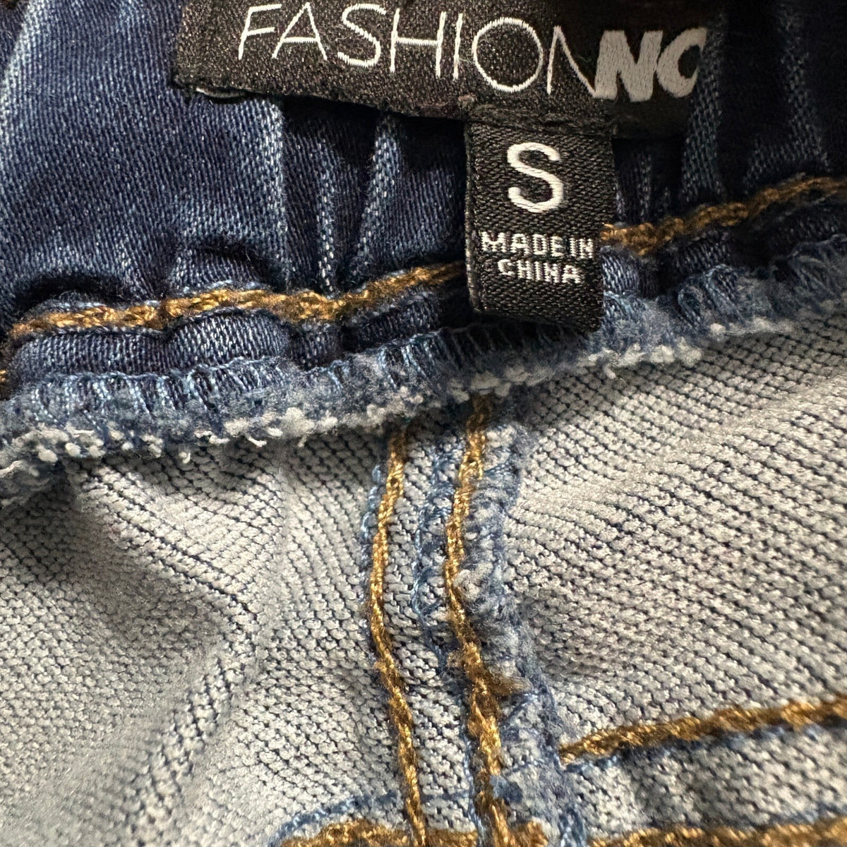 Fashion Nova Denim Joggers Womens Small Blue Elastic Drawstring Waist Jeans