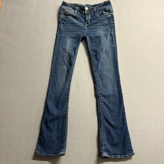 WallFlower Womens Jeans Size 5 Blue Stretch Flare Bootcut Double Button