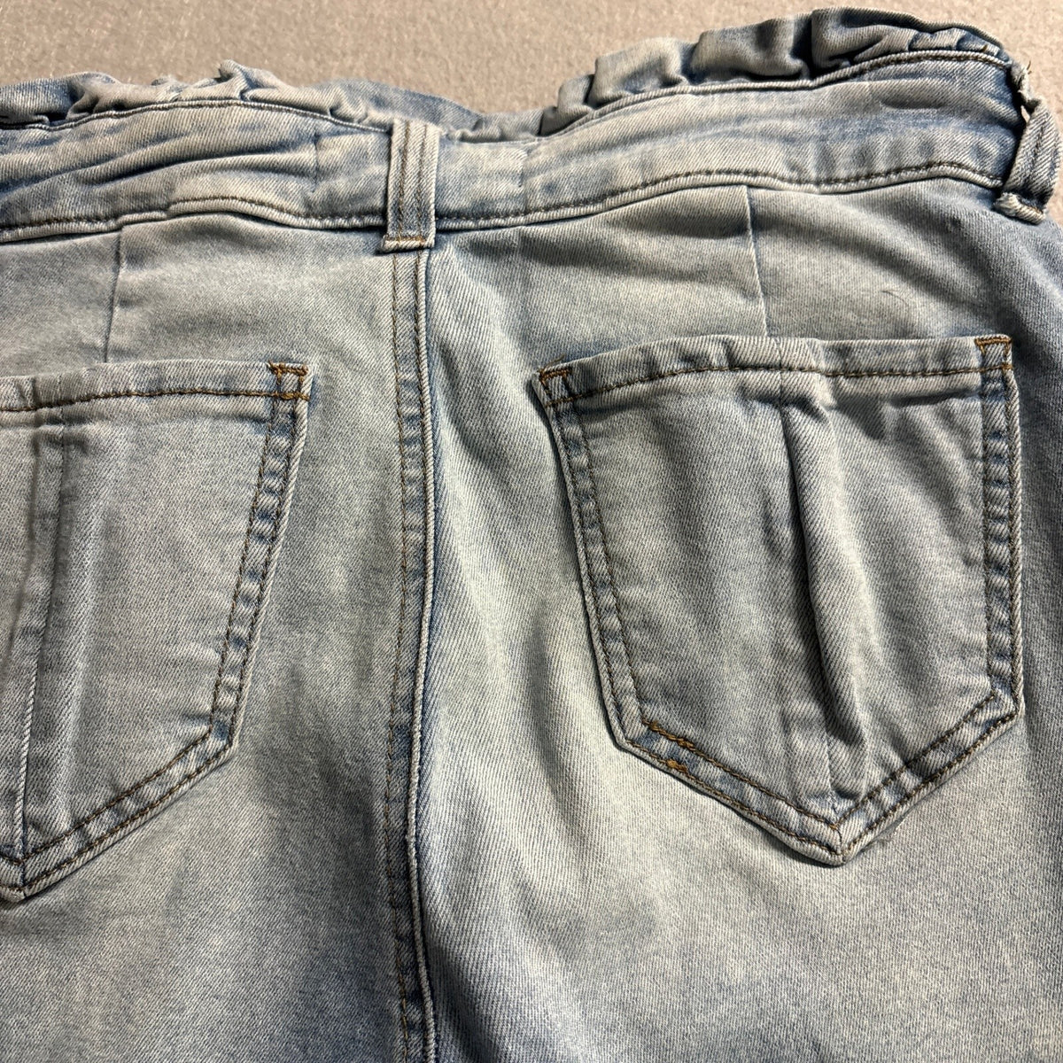 Ashley Mason Paperbag Waist Jeans Womens Size 9 Light Wash Raw Hem Stretch Blue