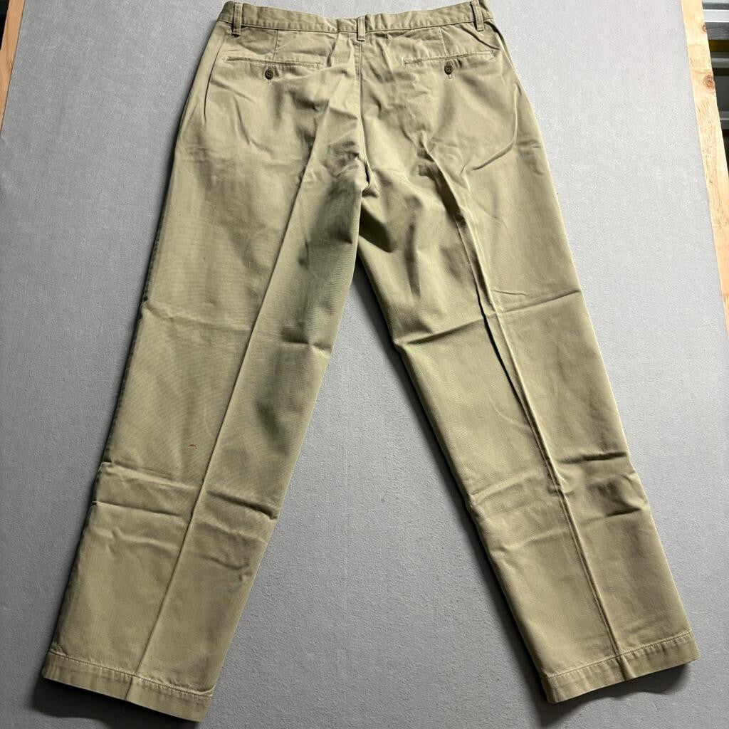 Merona Chino Pants Mens 38x32 Khaki Beige 100% Cotton Flat Front Casual Trousers