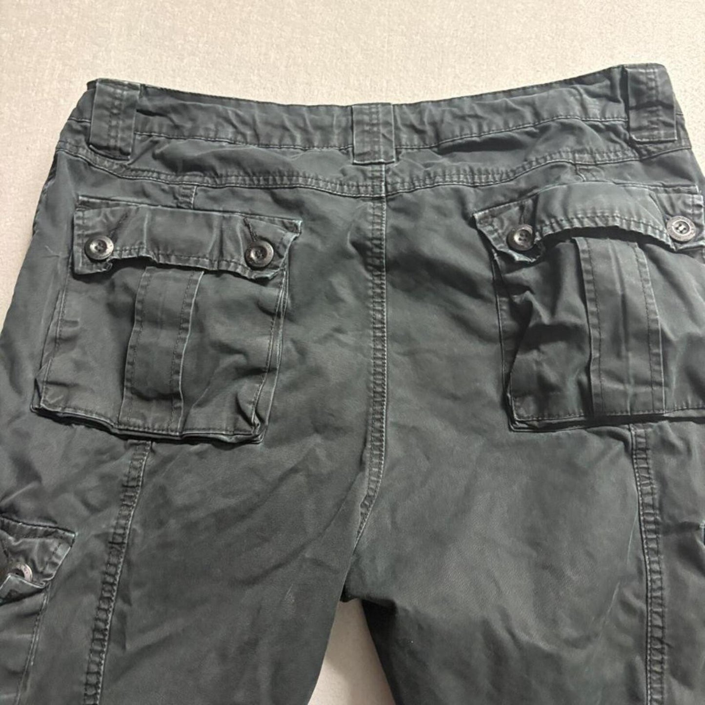 Matchstick Mens Cargo Pants Size 38 Black Cotton Multi Pocket Tactical Utility