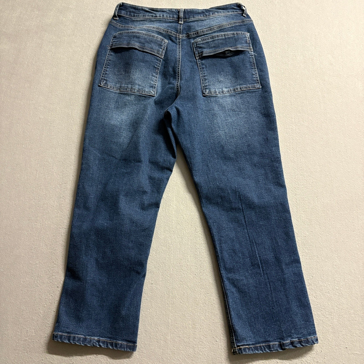 Indigo Rein Cargo Jeans Womens Size 13 Blue Denim High Rise Straight Leg Stretch