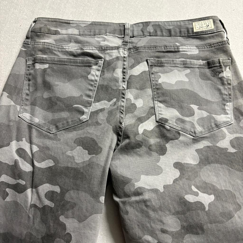 Seven7 Utility Ankle Skinny Jeans Womens 12 Camo Gray Stretch Denim Pants