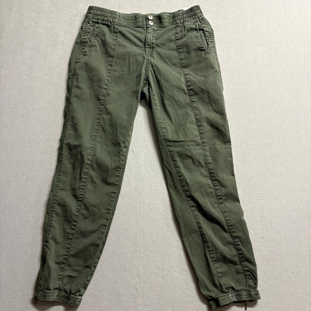 Unionbay Jogger Pants Womens Size 9 Green Utility Cargo Elastic Waist Ankle Zip