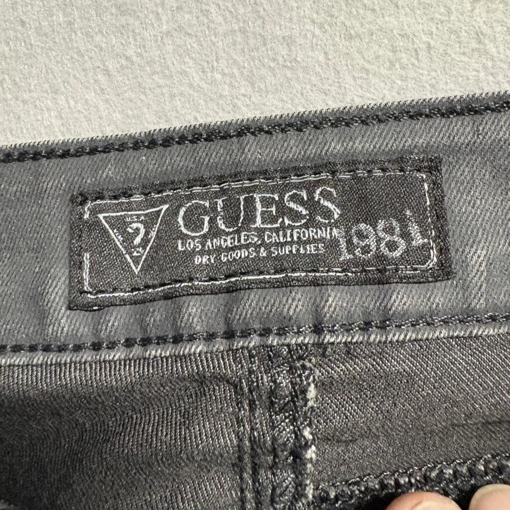 Guess 1981 Womens Coated Moto Skinny Jeans Size 25 Gray Zipper Pockets Ankle Zip