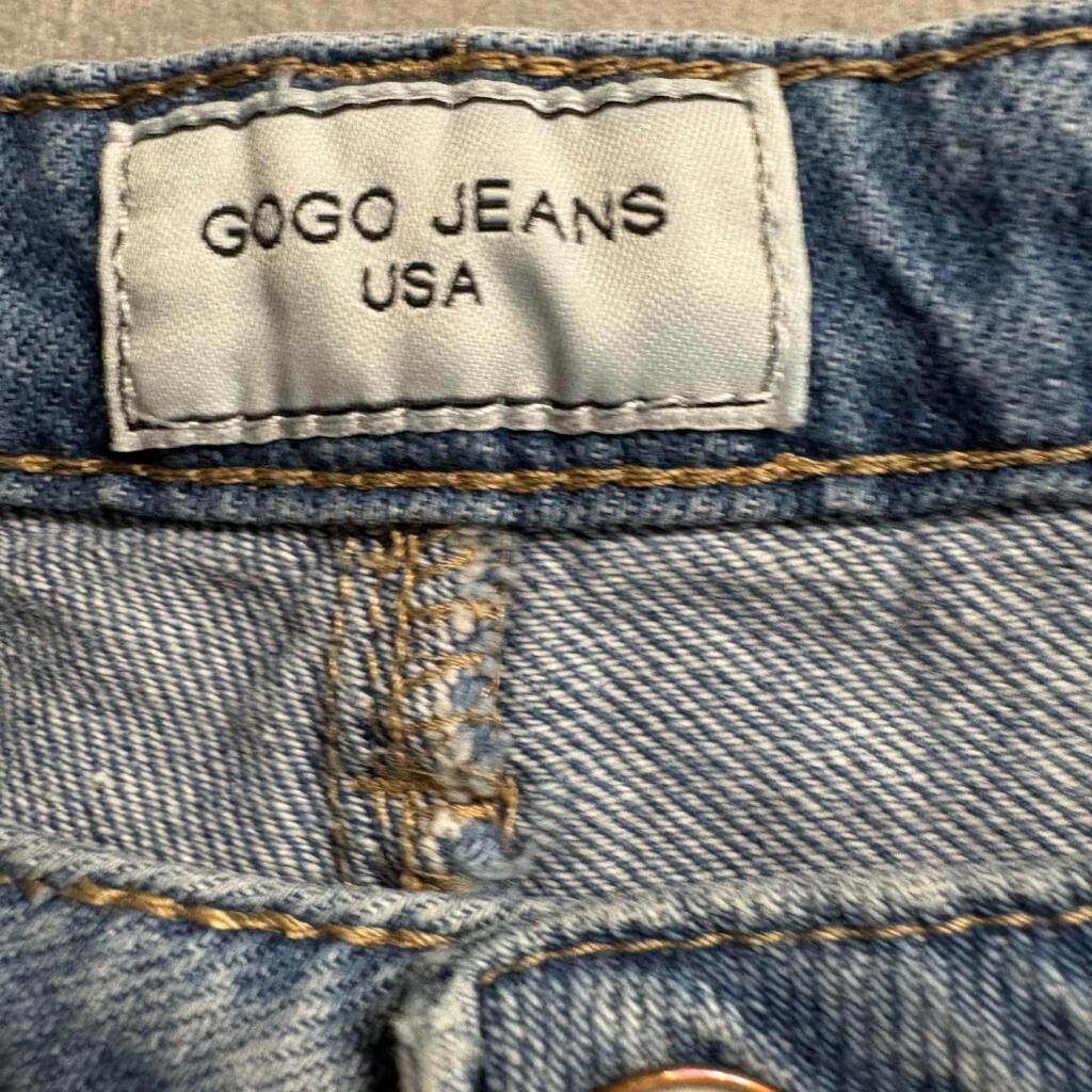 Gogo Jeans USA Womens Size 11/30 Wide Leg Cuffed Denim Blue Jeans