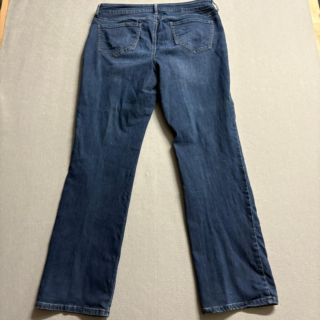 NYDJ Marilyn Straight Jeans Womens 14 Blue Denim Stretch Lift Tuck