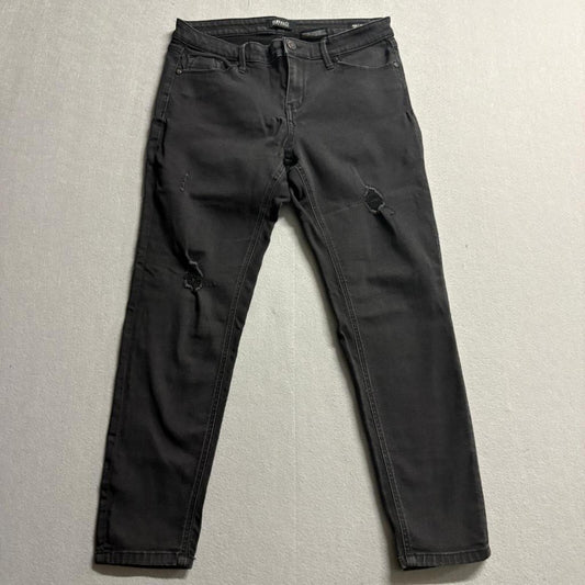 Buffalo David Bitton Jess Jeans Womens 8/29 Black Rip & Repair Mid-Rise Skinny