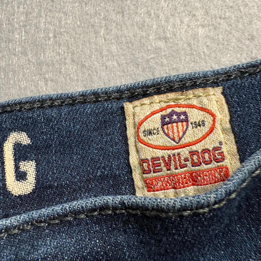 Devil-Dog Dungarees Slim Straight Jeans Mens 36x30 Blue Stretch Denim