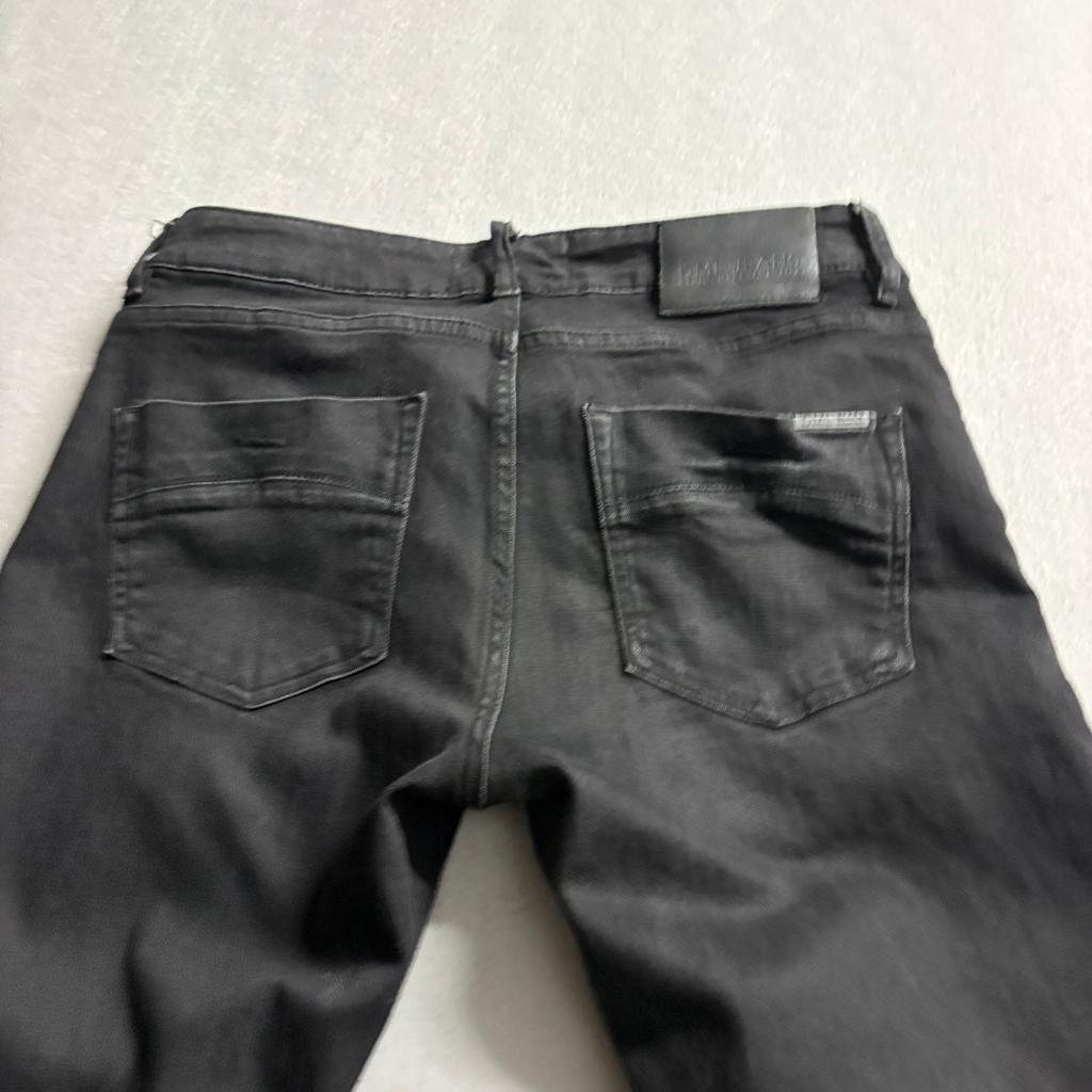 DML Jeans Mens 30x30 Black Moto Biker Denim Slim Straight Leg Pants