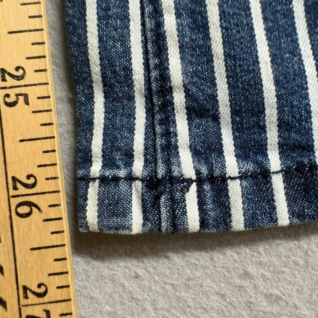 Chaps Jeans Womens Size 4 Blue White Striped Mid Rise Crop Kick Flare Denim