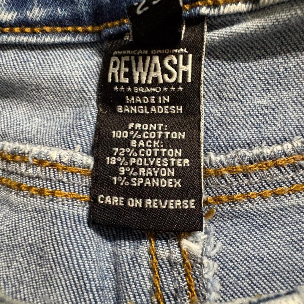 Rewash Vintage Reunion High Rise Distressed Jeans Womens Size 9 Acid Wash Fringe