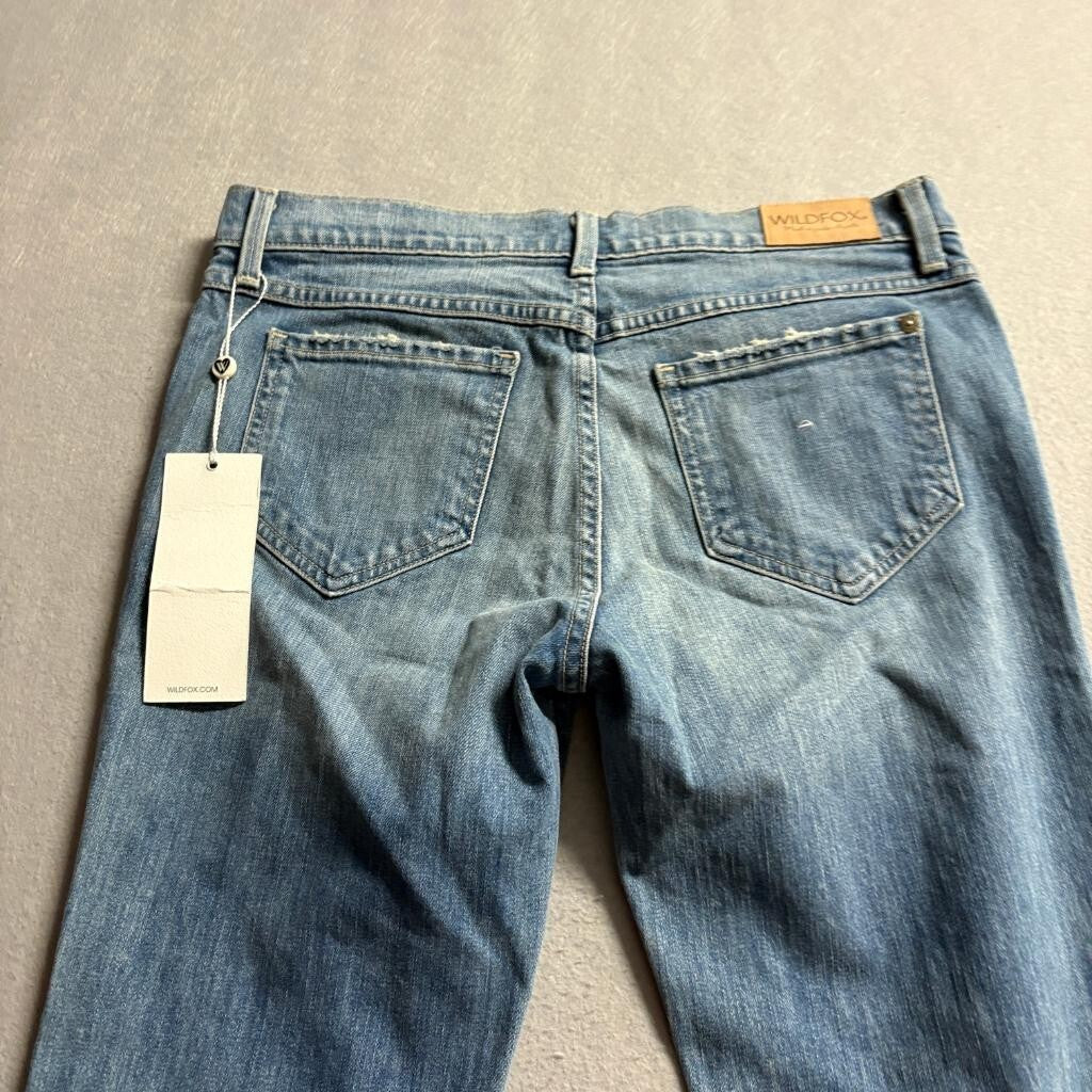 Wildfox Flare Jeans Womens 28 Blue Denim Distressed Bell Bottom Stretch NWT