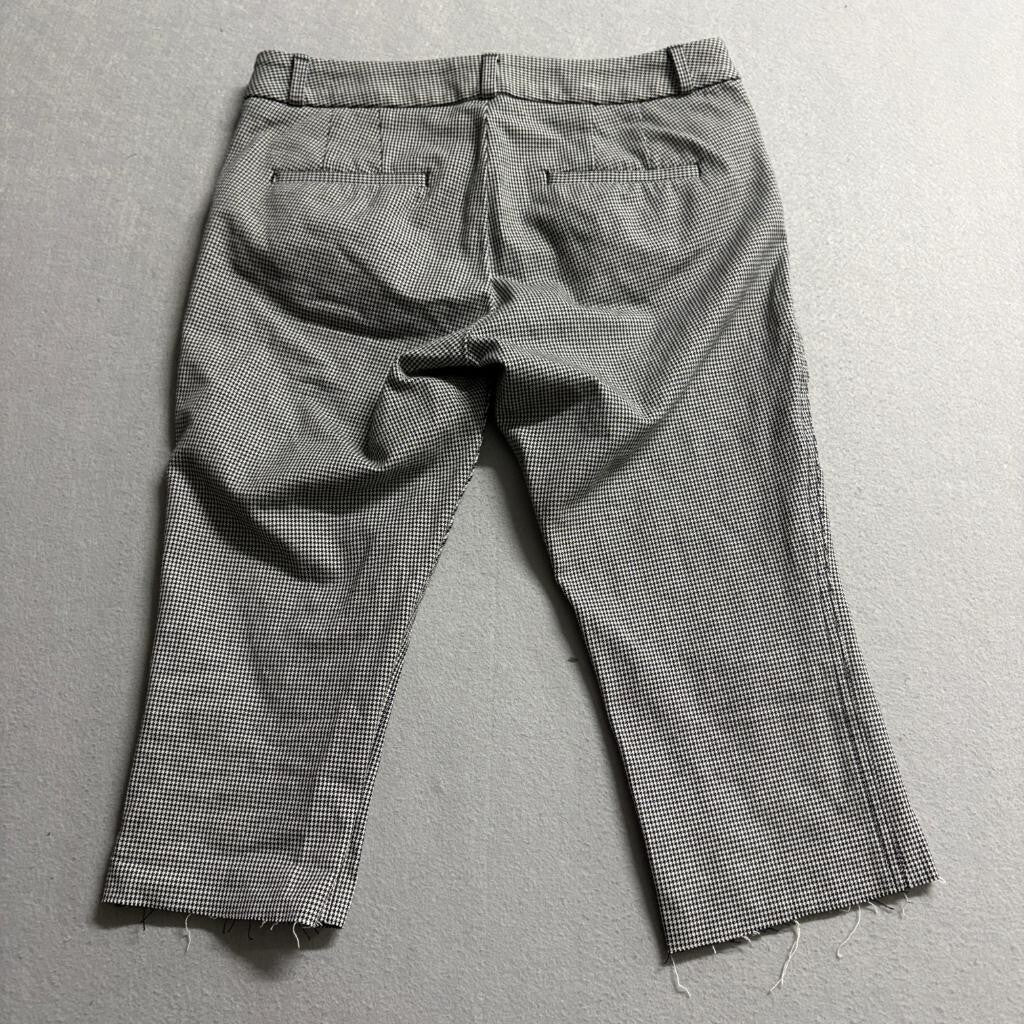 Banana Republic Sloan Pants Womens 2P Black White Houndstooth Raw Hem Crop