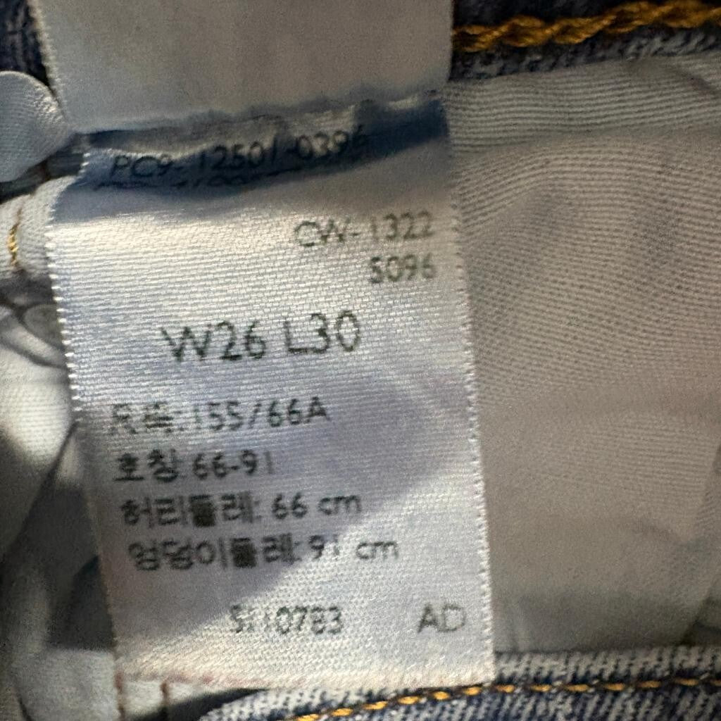 Levis 501 Original Fit Jeans Womens W26 L30 Blue Denim Button Fly Stretch