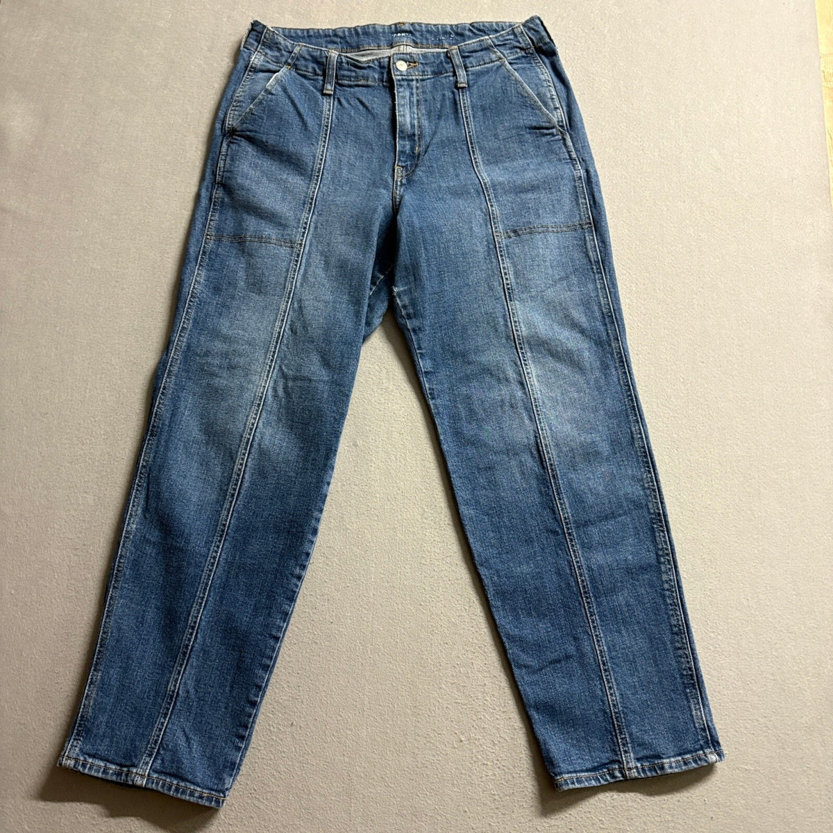 Old Navy Seamed Front Straight Leg Jeans Womens Size 14 Medium Wash Denim