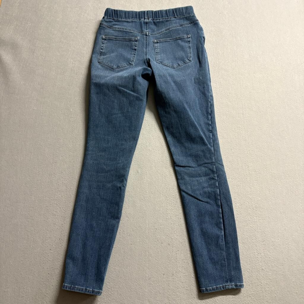 Lands End Pull On Skinny Jeans Womens 2 Blue Denim Stretch Elastic Waist