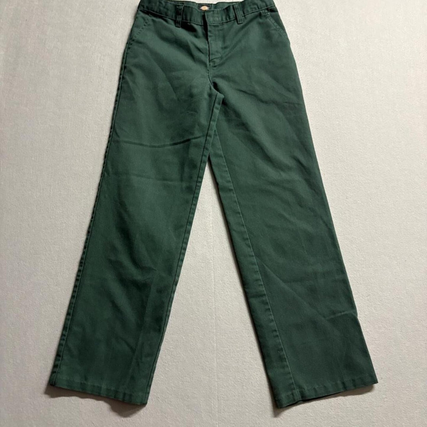 Dickies Boys Chino Pants Size 14 Green Flat Front School Uniform Workwear