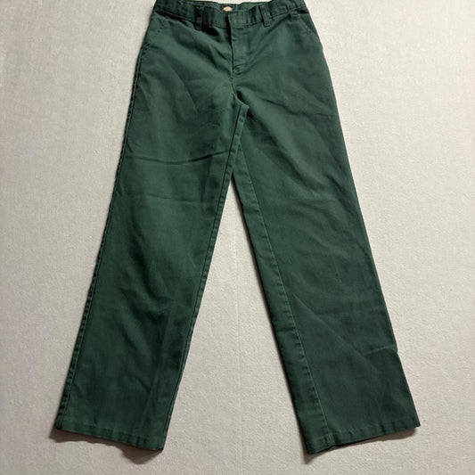 Dickies Boys Chino Pants Size 14 Green Flat Front School Uniform Workwear