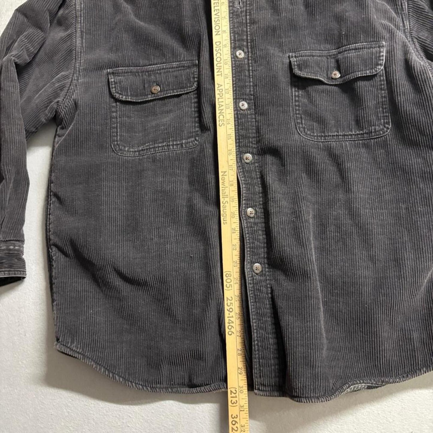 Wolverine Corduroy Shirt Mens Large Black Flannel Lined Shacket Workwear 48W