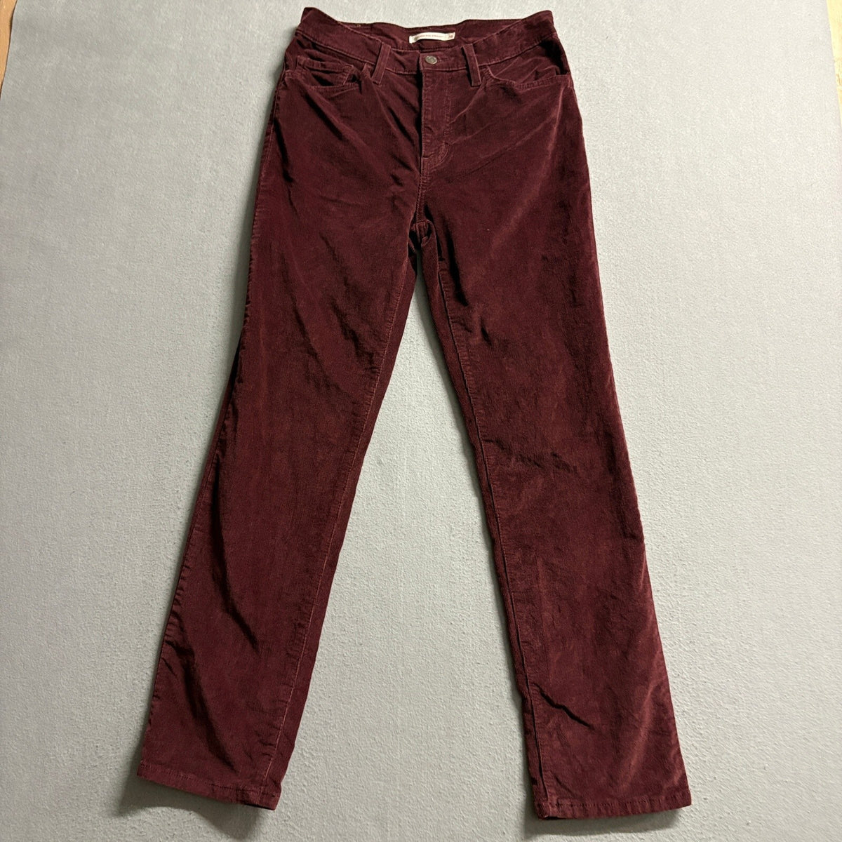 Levi's 724 High Rise Straight Corduroy Pants Womens Size 28 Burgundy Maroon Red