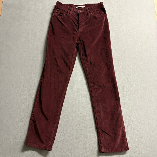 Levi's 724 High Rise Straight Corduroy Pants Womens Size 28 Burgundy Maroon Red