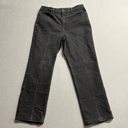 Lands End Womens Black Denim Straight Leg Stretch Jeans Size 10 30 Waist 25