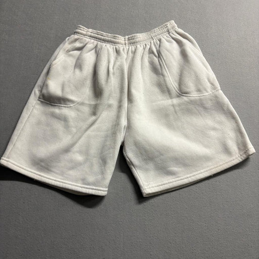 Vintage Sweat Shorts Womens Large White Fleece Cotton Blend Made in USA