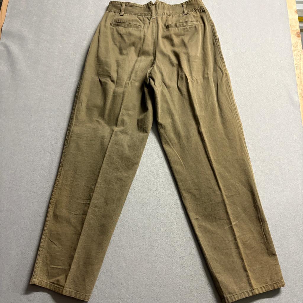 Vintage Zeppelin Pleated Chino Pants Womens 32 Brown Cotton High Rise Tapered
