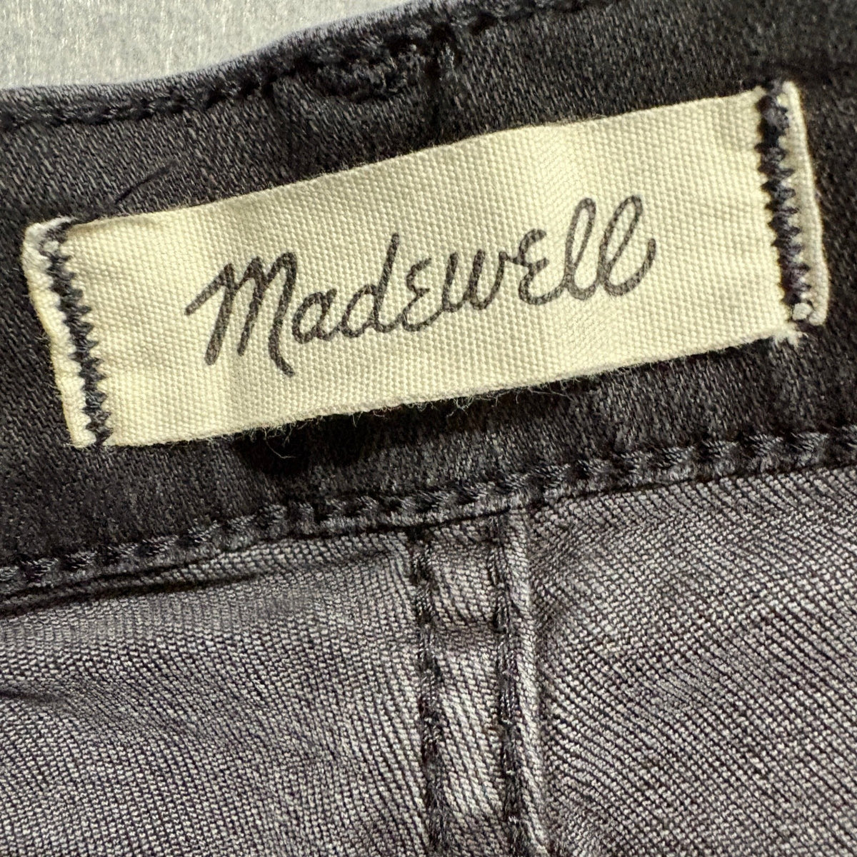 Madewell 10 High Rise Skinny Jeans Womens 25 Black Raw Fringe Hem Button Fly