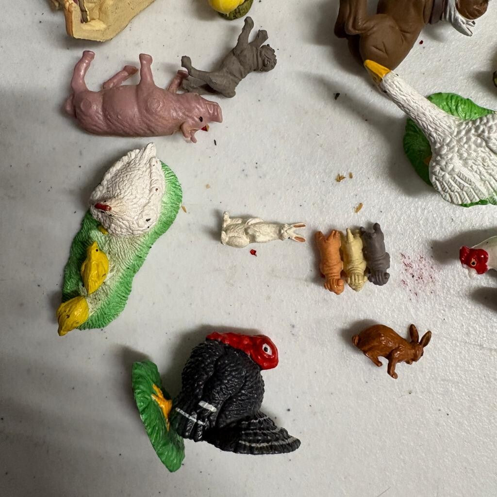 Bullyland Germany Vintage Farm Animal Figurines Lot Handpainted Plastic Toys