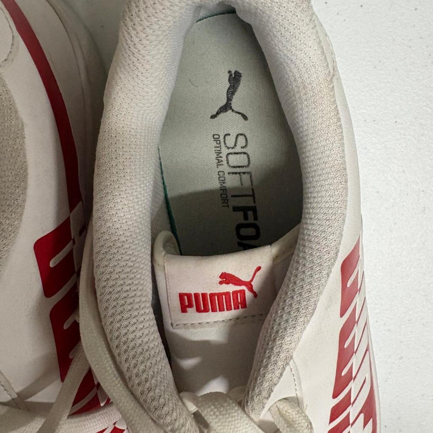 Puma Smash V2 Max Mens Size 11.5 White Red Low Top Sneakers 371135-03