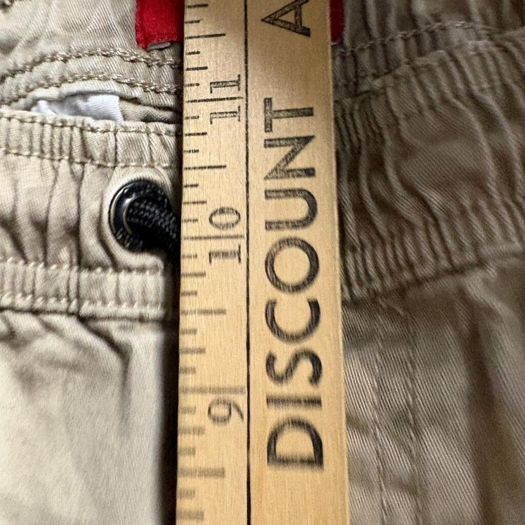 Guess Los Angeles Mens Small Camo Jogger Pants Khaki Logo Tape Side Stripe