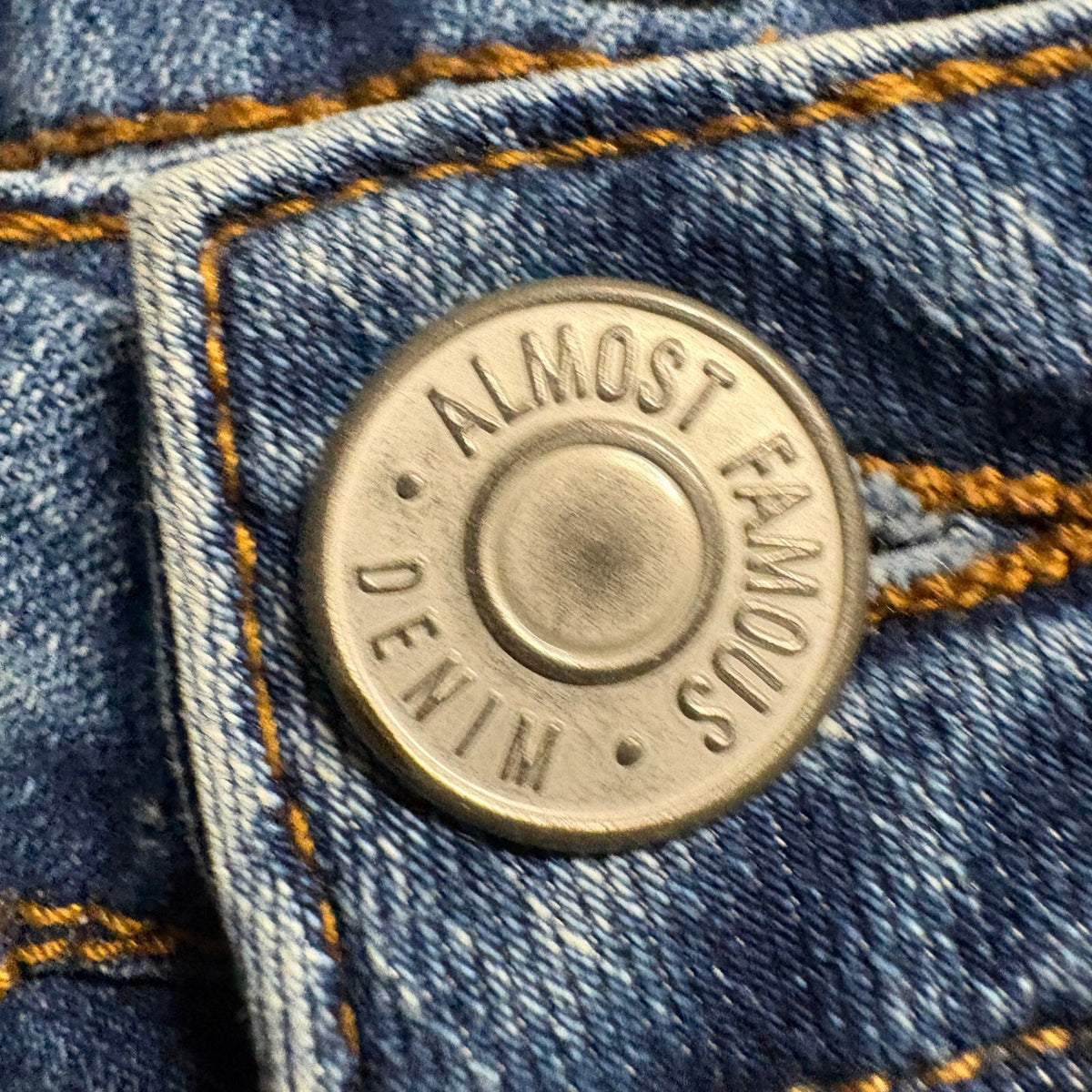 Almost Famous High Rise Flare Jeans Womens Size 3 Distressed Frayed Raw Hem Blue
