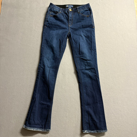Democracy Absolution Jeans Womens Size 2P Blue Stretch Raw Hem Straight Leg