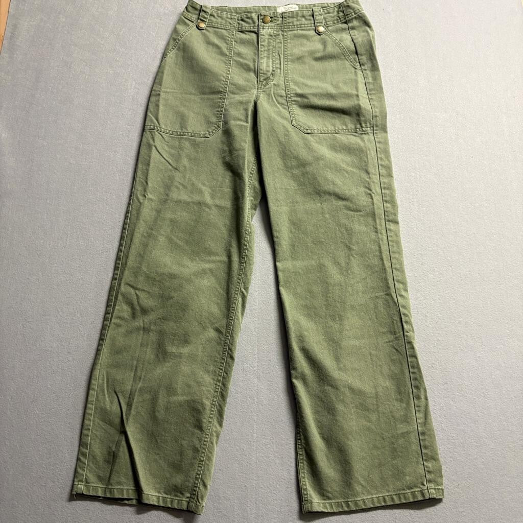 Universal Thread Wide Leg Utility Pants Womens Size 8 Green Cotton Lyocell Blend