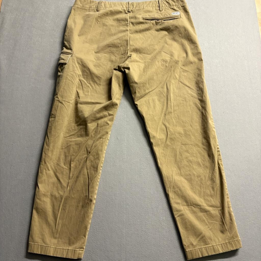 Timberland Chino Pants Mens 38x32 Brown Cotton Stretch Slim Tapered Cargo Pocket